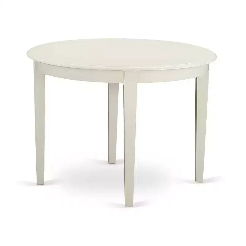 3, Pc Linen White Finish Round Solid Wood Top Dining Table Set