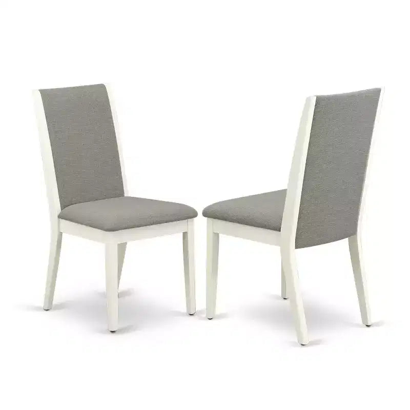 Set da pranzo 3 pezzi con tavolo rotondo in legno massello con finitura Linen White