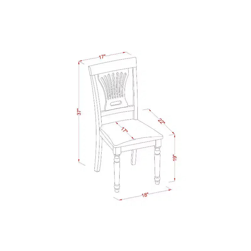 Tavolo da pranzo da 7 pezzi con piano in legno massello con finitura color ciliegia e 6 sedie