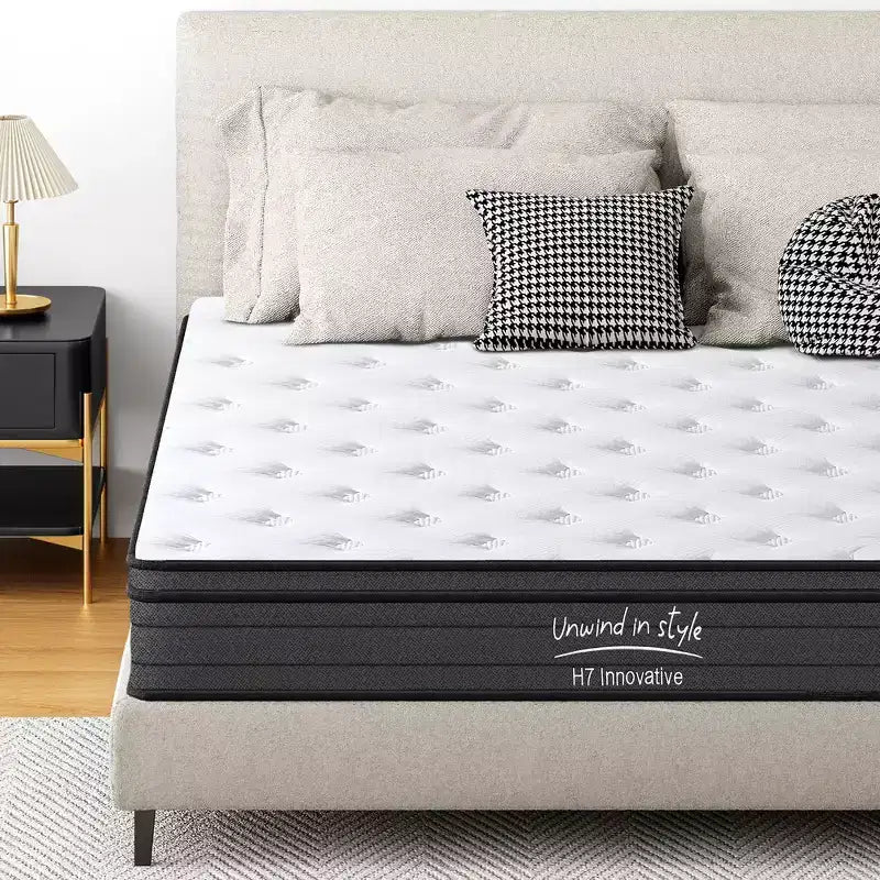 Materasso Ibrido Matrimoniale da 8 Pollici con Memory Foam, Molle Insacchettate, Media Rigidità