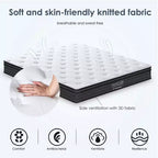 Materasso Ibrido Matrimoniale da 8 Pollici con Memory Foam, Molle Insacchettate, Media Rigidità