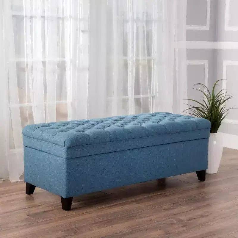 50 Panchina Contenitore, Panchina Ottomana Capitonnè da Fondo Letto con Coperchio Sollevabile, Ottomana per Soggiorno, Ingresso