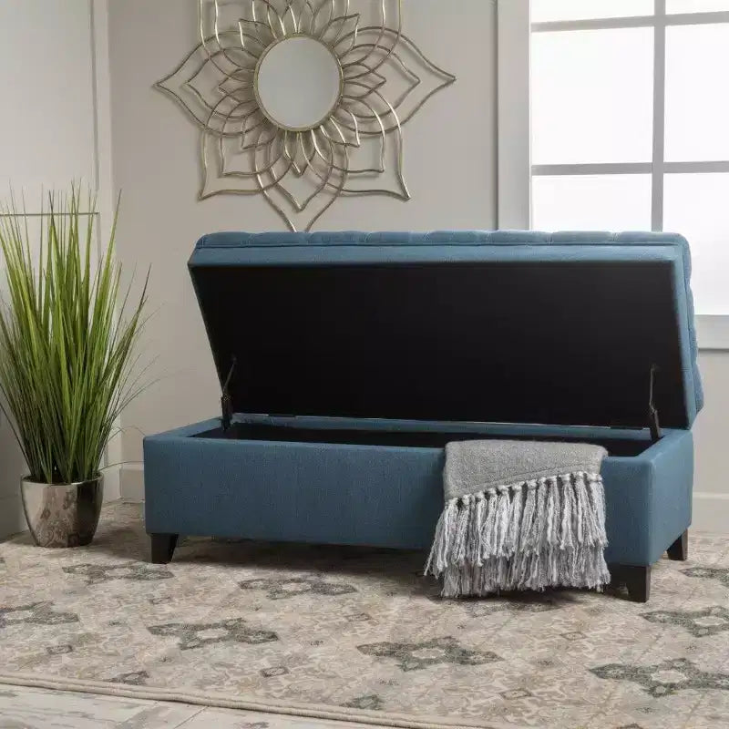 50 Panchina Contenitore, Panchina Ottomana Capitonnè da Fondo Letto con Coperchio Sollevabile, Ottomana per Soggiorno, Ingresso