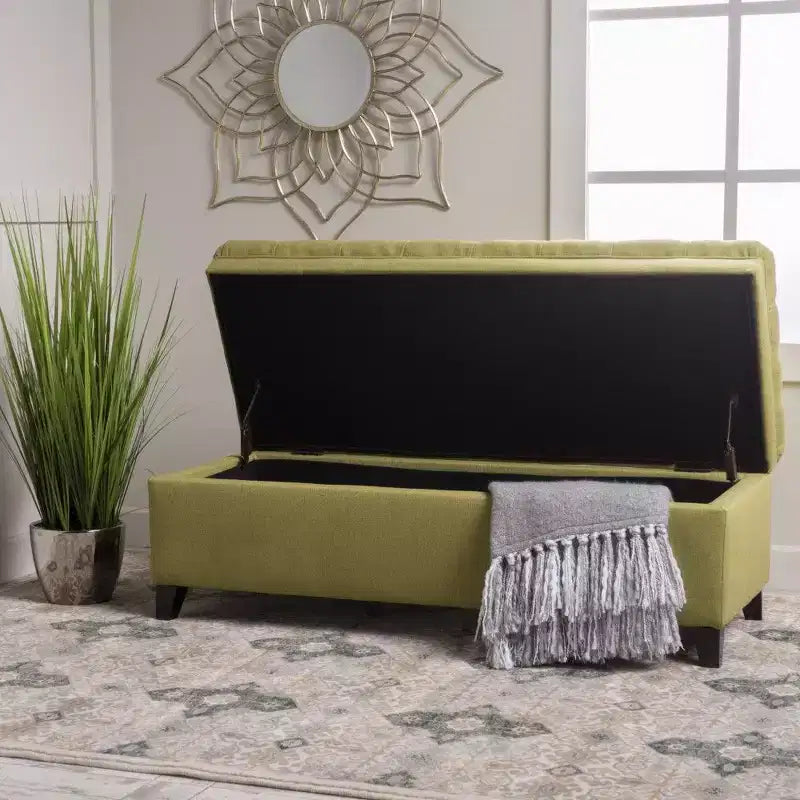 50 Panchina Contenitore, Panchina Ottomana Capitonnè da Fondo Letto con Coperchio Sollevabile, Ottomana per Soggiorno, Ingresso