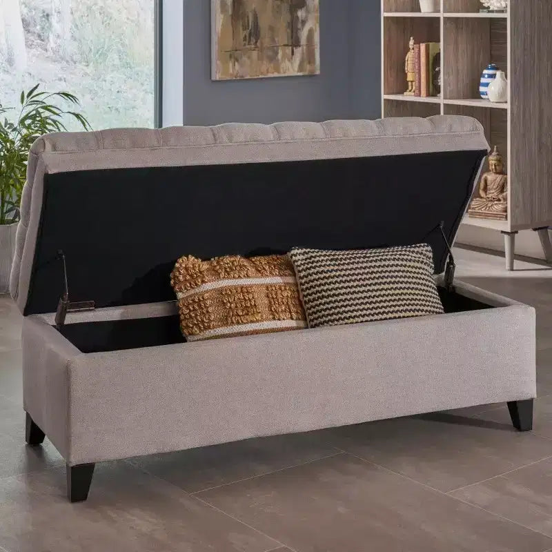 50 Panchina Contenitore, Panchina Ottomana Capitonnè da Fondo Letto con Coperchio Sollevabile, Ottomana per Soggiorno, Ingresso