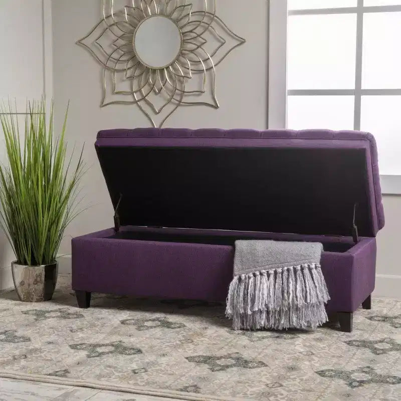 50 Panchina Contenitore, Panchina Ottomana Capitonnè da Fondo Letto con Coperchio Sollevabile, Ottomana per Soggiorno, Ingresso