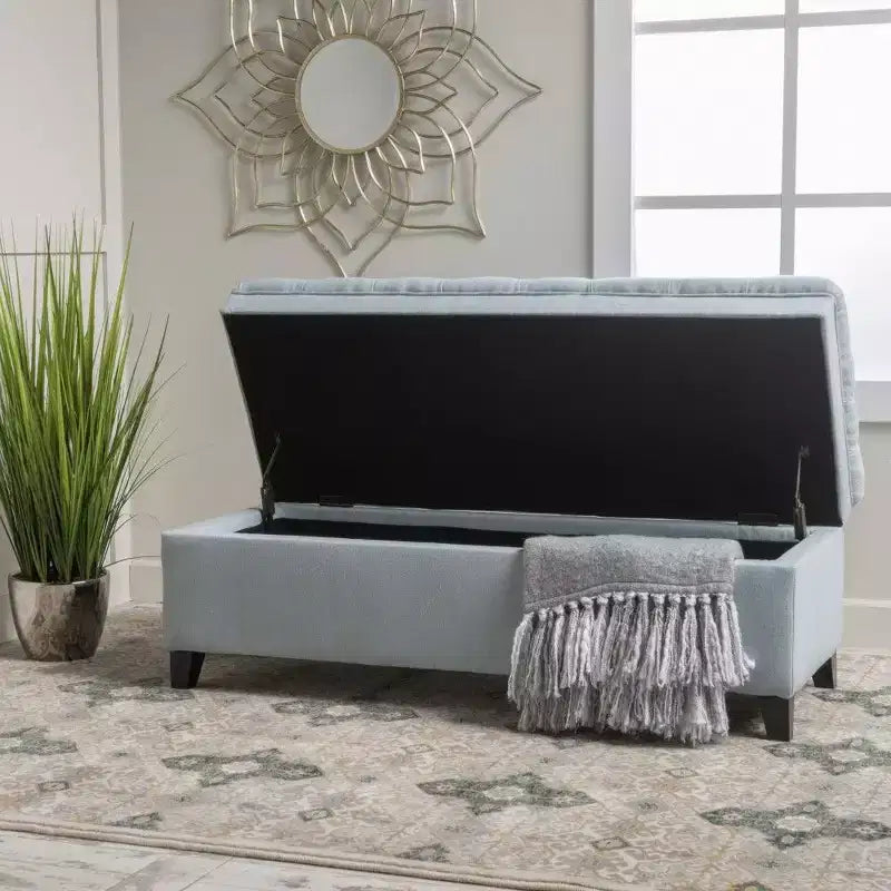 50 Panchina Contenitore, Panchina Ottomana Capitonnè da Fondo Letto con Coperchio Sollevabile, Ottomana per Soggiorno, Ingresso