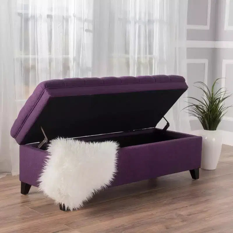50 Panchina Contenitore, Panchina Ottomana Capitonnè da Fondo Letto con Coperchio Sollevabile, Ottomana per Soggiorno, Ingresso