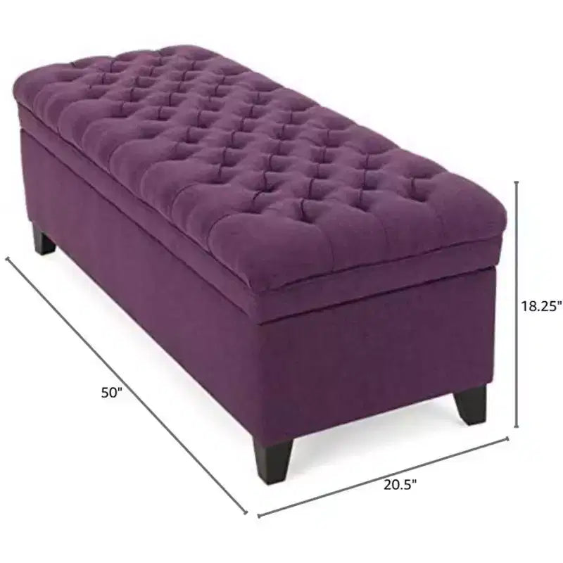 50 Panchina Contenitore, Panchina Ottomana Capitonnè da Fondo Letto con Coperchio Sollevabile, Ottomana per Soggiorno, Ingresso