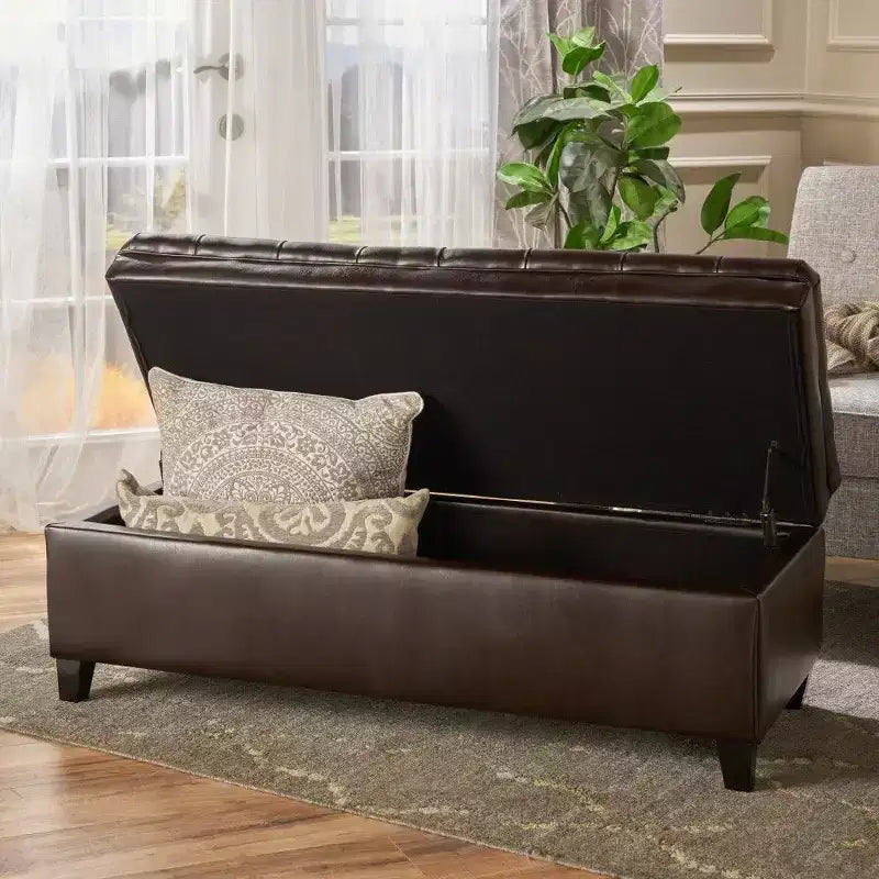 50 Panchina Contenitore, Panchina Ottomana Capitonnè da Fondo Letto con Coperchio Sollevabile, Ottomana per Soggiorno, Ingresso