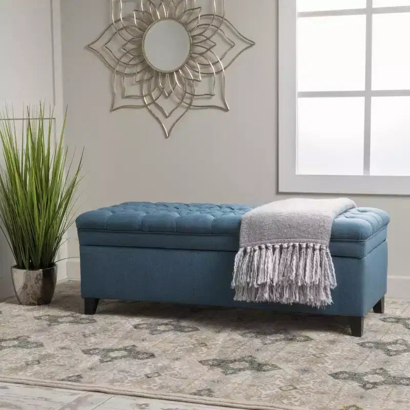 50 Storage Bench, Tufted End of Bed Ottoman Bench with Lift Top, Ottoman for Living Room, Entryway