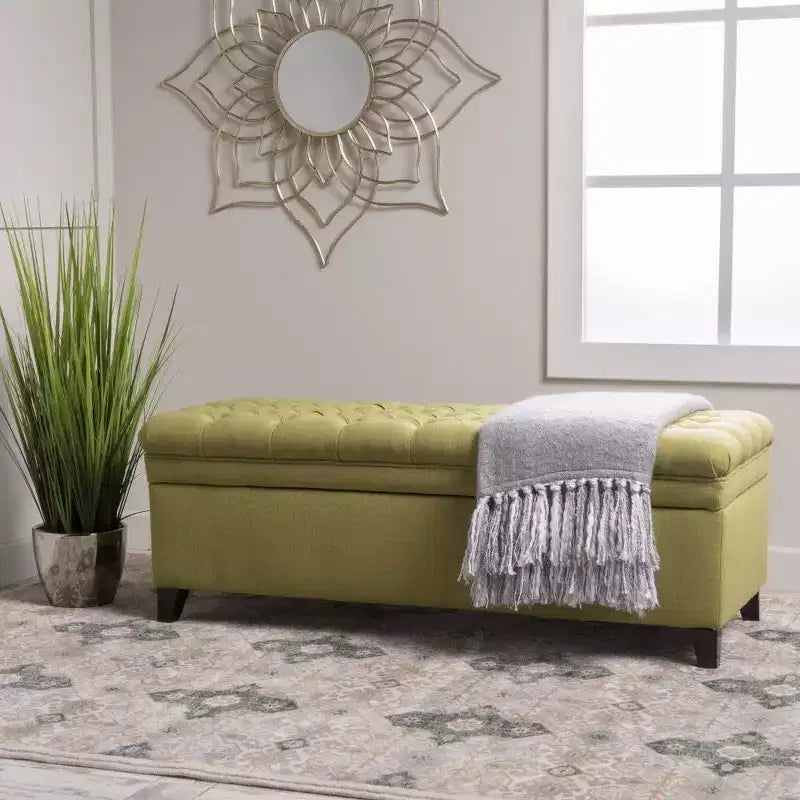 50 Storage Bench, Tufted End of Bed Ottoman Bench with Lift Top, Ottoman for Living Room, Entryway
