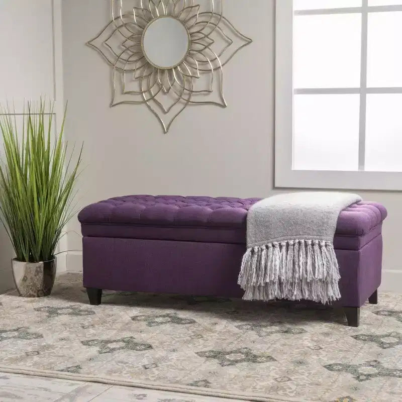 50 Storage Bench, Tufted End of Bed Ottoman Bench with Lift Top, Ottoman for Living Room, Entryway