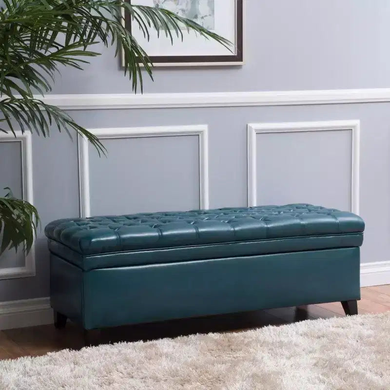 50 Storage Bench, Tufted End of Bed Ottoman Bench with Lift Top, Ottoman for Living Room, Entryway