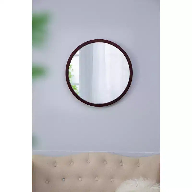 Specchio da Parete Rotondo per Bagno 20x20 Pollici, Specchio da Toilette Moderno da Parete con Cornice in Legno per Bagno, Camera da Letto