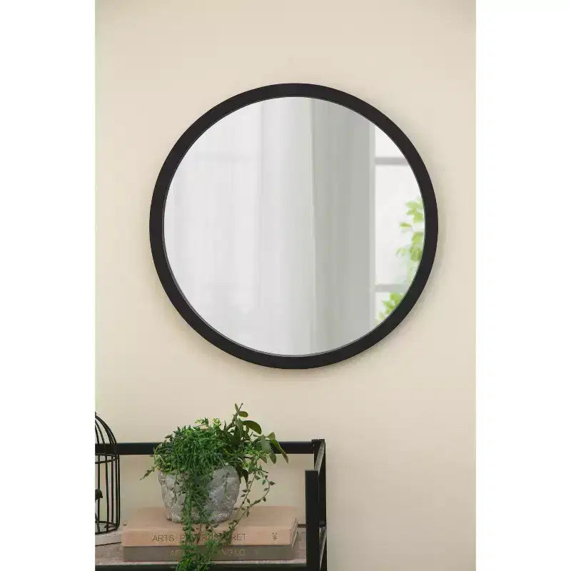 Specchio da Parete Rotondo per Bagno 20x20 Pollici, Specchio da Toilette Moderno da Parete con Cornice in Legno per Bagno, Camera da Letto