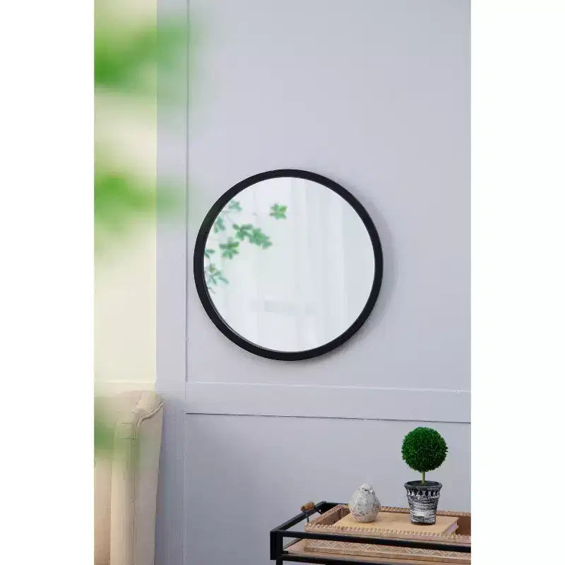 Specchio da Parete Rotondo per Bagno 20x20 Pollici, Specchio da Toilette Moderno da Parete con Cornice in Legno per Bagno, Camera da Letto