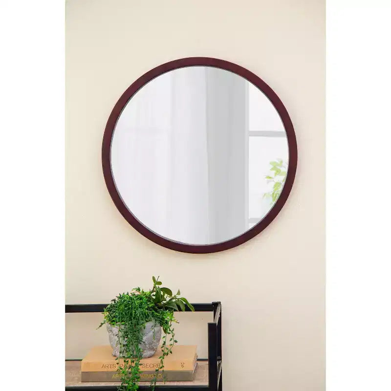Specchio da Parete Rotondo per Bagno 20x20 Pollici, Specchio da Toilette Moderno da Parete con Cornice in Legno per Bagno, Camera da Letto