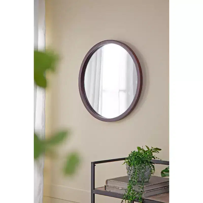 Specchio da Parete Rotondo per Bagno 20x20 Pollici, Specchio da Toilette Moderno da Parete con Cornice in Legno per Bagno, Camera da Letto