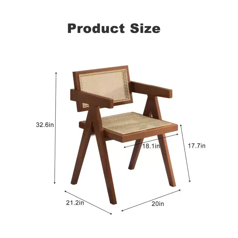 Mid, Century Rubber Wood Dining Chairs Set of 2, Waknut