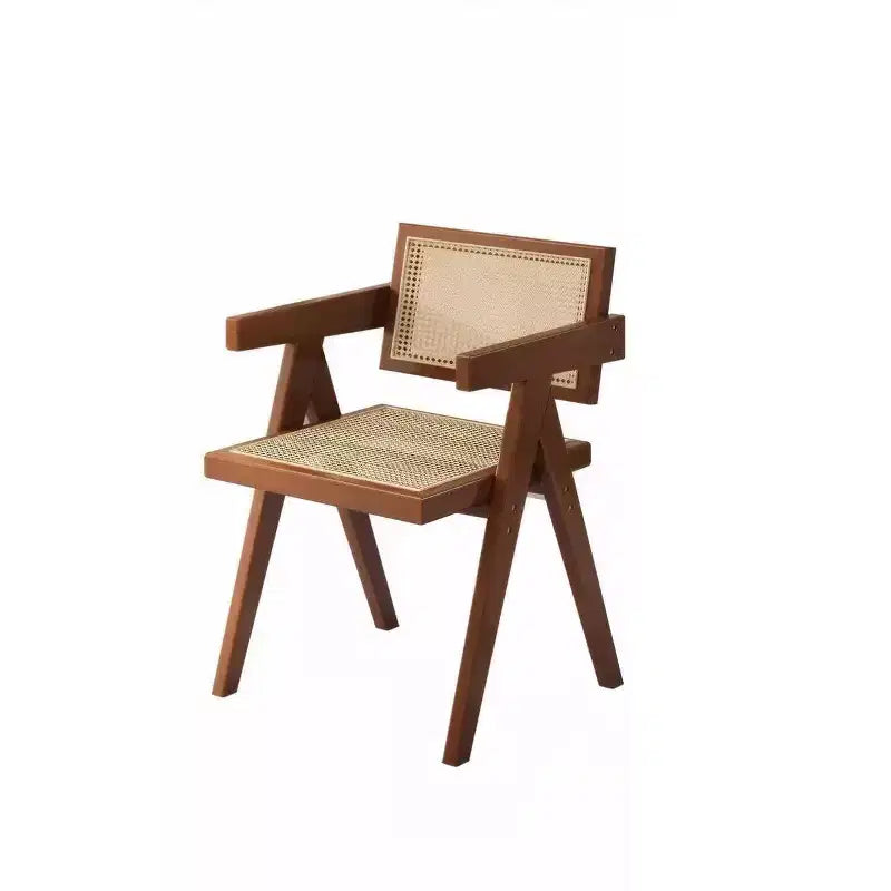 Mid, Century Rubber Wood Dining Chairs Set of 2, Waknut