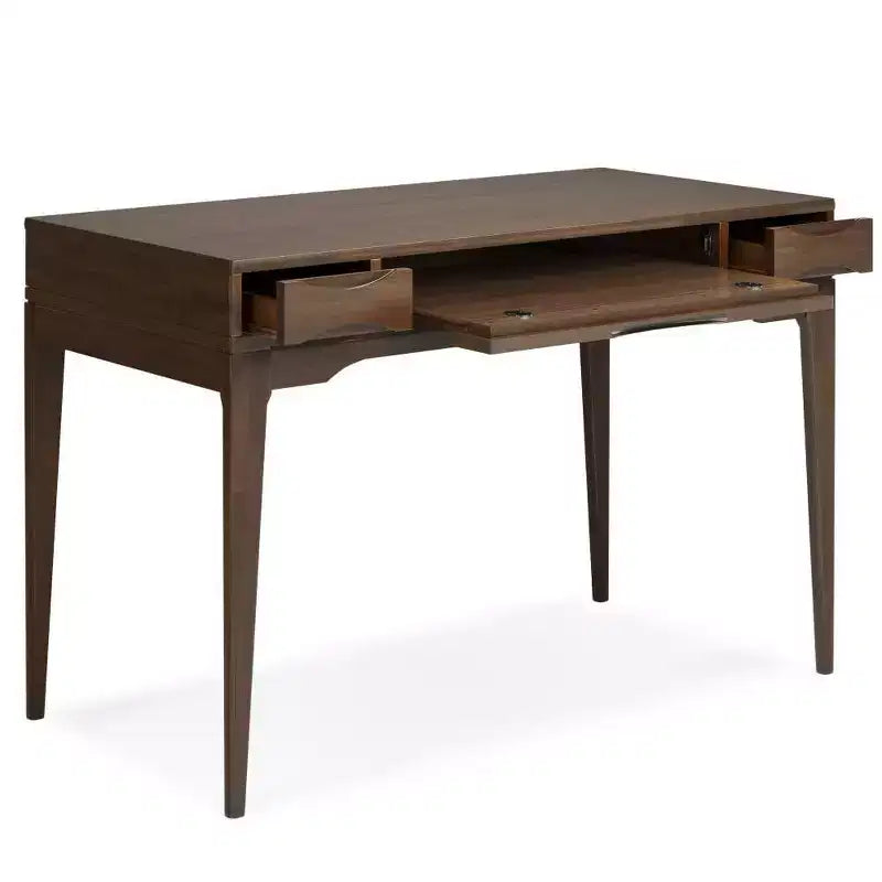 Scrivania piccola Pearson, marrone noce, stile direzionale da 48", vassoio per tastiera, schedario