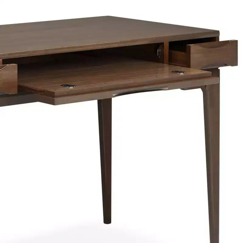 Scrivania piccola Pearson, marrone noce, stile direzionale da 48", vassoio per tastiera, schedario