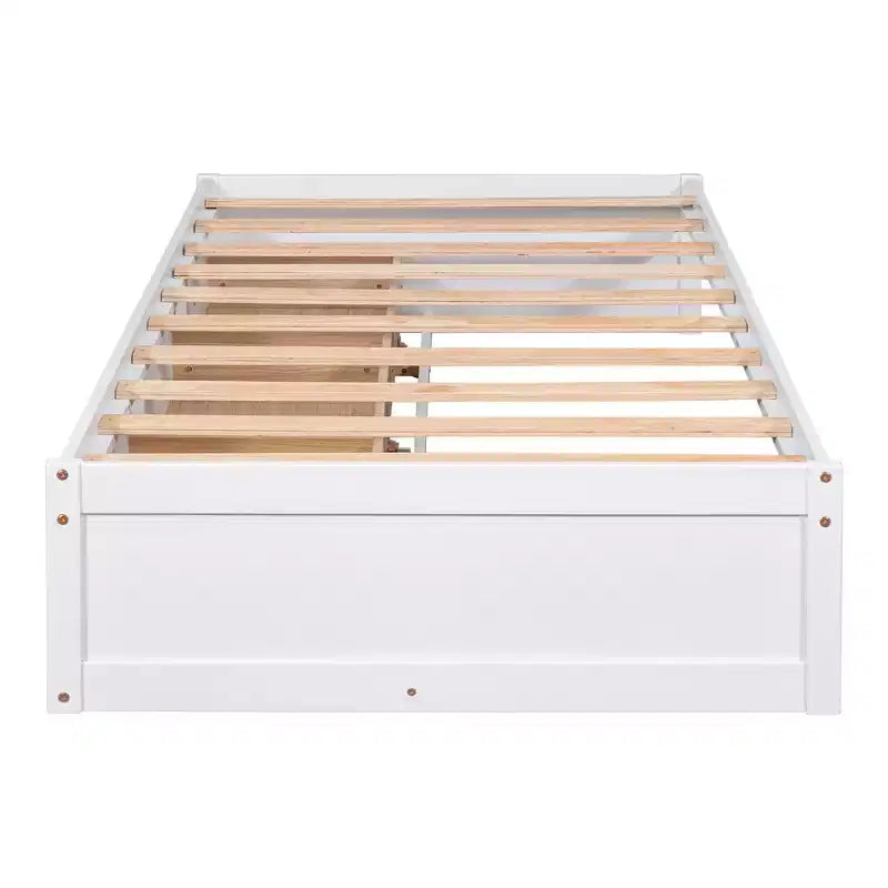 Letto a piattaforma singolo, struttura letto in legno con 3 cassetti