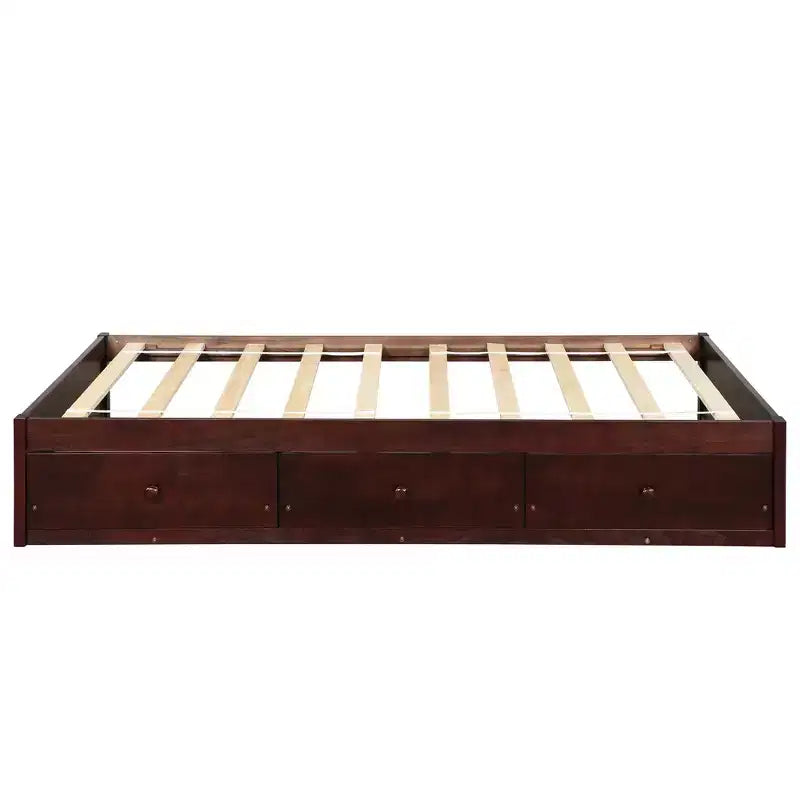 Twin Size Platform Bed, Wooden Storage Bed Frame with 3 Drawers