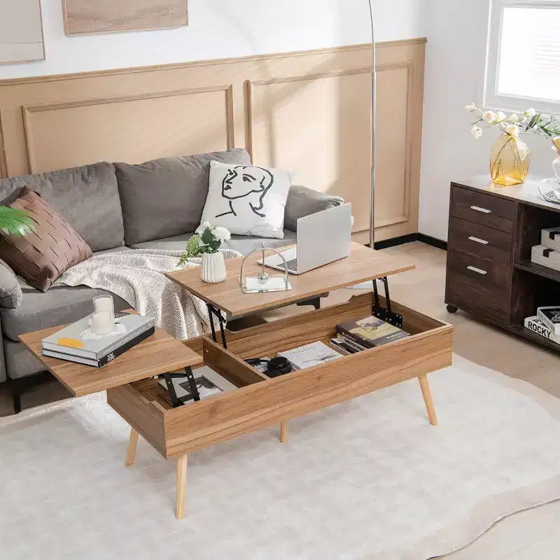 47'' Lift Top Coffee Table Central Table with Hidden Compartments for Living Room