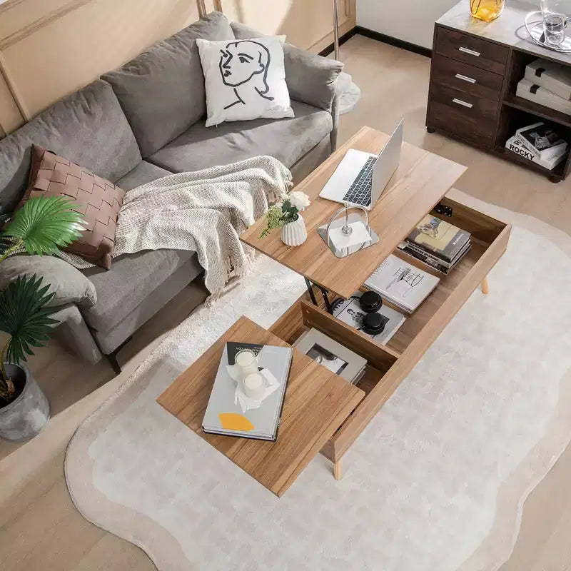 47'' Lift Top Coffee Table Central Table with Hidden Compartments for Living Room